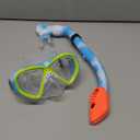 Kids Snorkel Set Dry Top Snorkeling Gear for Kids Youth Boys Girls Junior Age 5-15,Tempered Glass Swimming Diving Mask and Snorkel Set 180 Degree Panoramic View (Blue)