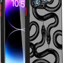 Compatible for iPhone 15 Pro Max Case with Bling Camera Lens Protector Cute Fashion Luruxy Black Snake 3D Pattern Slim Shockproof iPhone Pro Max Case for Women Girls Men Boys