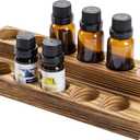 MyGift 8.5 Inch Rustic Burnt Solid Wood Essential Oil Holder Stand with 2 Tier Display, Vanity Tabletop Cosmetic Storage Organizer Rack, Holds 11 (20ml) Bottles