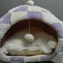 Lesure Cute Cat Beds for Indoor Cats - 2 in 1 Cat Cave Bed for Kittens and Small Pets with Removable Washable Cushioned Pillow, Cozy Kitten with Non-Slip Bottom, Purple, 16 inches