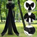 Big Black Bow, Giant Bow Decor Christmas Tree Topper Decoration- 75 x 18 Inch Giant Black Ribbon Tie Bows Decor for Birthday Party Wedding Bridal Shower Halloween Backdrop Wall Decoration