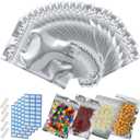 400-Pack Reclosable Large Mylar Bags for Food Storage 14" x 10" 1 Gallon Stand Up Pouch Bags Bulk Resealable Smell Proof Aluminum Silver Foil Bags with Clear Window Kitchen Storage Edible Packaging