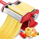 Sailnovo Pasta Maker Machine, 180 Roller Pasta Maker, 9 Adjustable Thickness Settings 2-in-1 Noodles Maker with Rollers and Cutter, Perfect for Spaghetti, Fettuccini, Lasagna or Dumpling Skin Red
