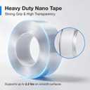 Heavy Duty Double Sided Nano Tape, 1.18 x 160 Inch Removable Washable Mounting Tape, Traceless Clear Strips for Picture Hanging, Home Storage