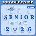 Solsew 6 Sets Class of 2026 Iron on Transfers for Overalls, Senior 2026 Iron on Patches Heat Transfer Stickers for Class Group Graduation Party Bib Pants Jeans Decorations(Blue)