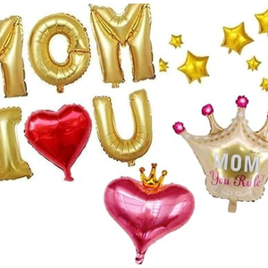 Pack of 3 HAPPY MOTHER'S DAY Aluminum Foil Balloon Set 32 Inches Letter Balloon Decoration for Mother's Day Party (MOM-LOVE-U)