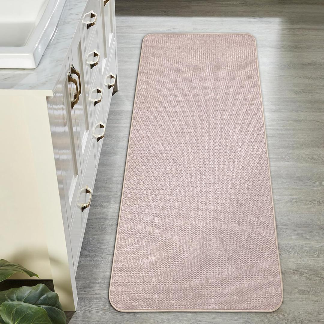 Bath Mat,Ultra Thin Bathroom Runner Rugs,Large Bath Mats for Bathroom,Quick Dry,Non-Slip,Machine Washable,Low Pile,Bath Rug,Shower Outside,Sink,Home Decor Accessories.Beige,1'5"x4'11"17x59inch