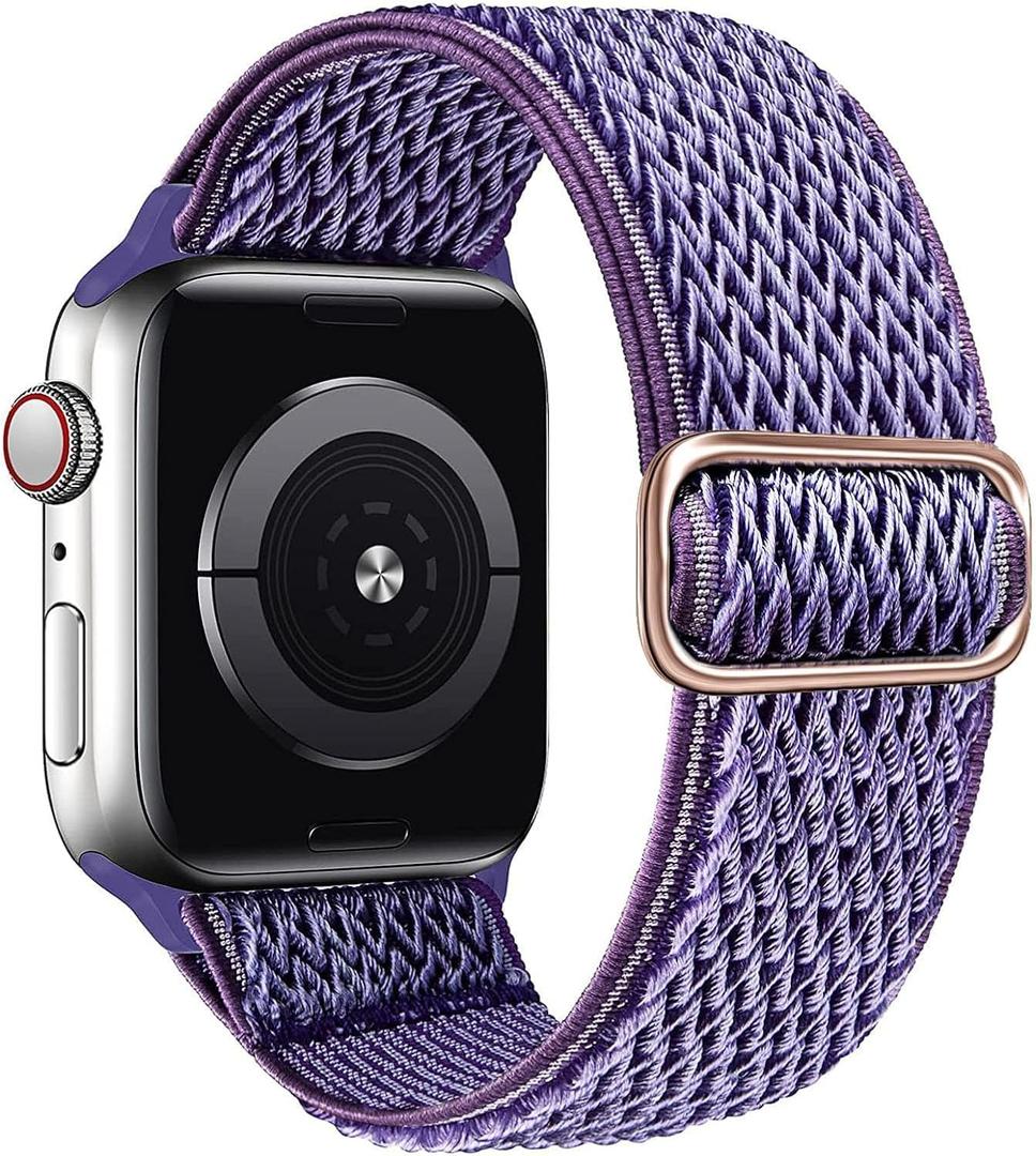 Stretchy Braided Solo Loop Compatible for Apple Watch Band 38mm 40mm 41mm 42mm 44mm 45mm 46mm 49mm Adjustable Elastic Nylon for iWatch Series 11 10 9 8 7 6 5 4 3 2 SE 3 SE 2 SE Ultra 3 Ultra 2 Ultra