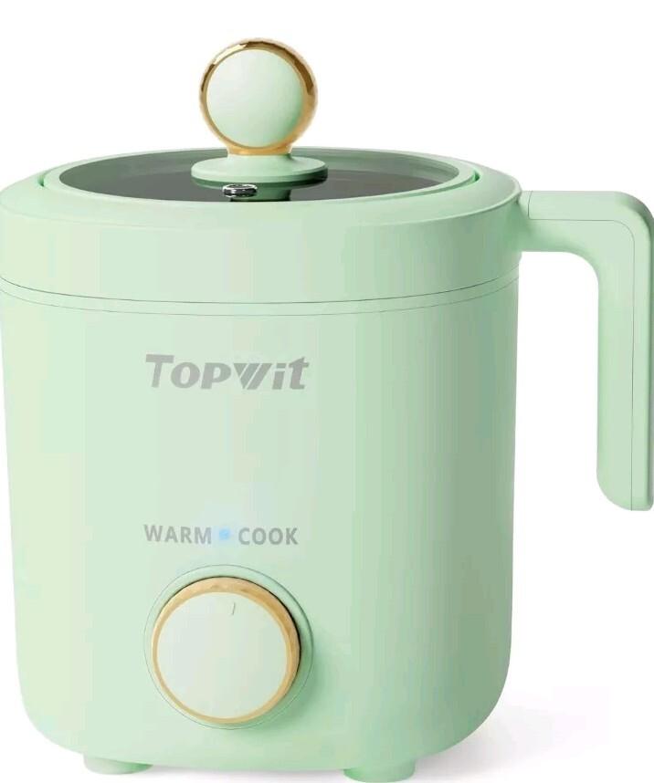 TOPWIT Rice Cooker Small, Mini Rice Cooker 2 Cups Uncooked, 1.2L Portable Rice Maker with Non-stick Coating, BPA Free, One Touch & Keep Warm Function, Green