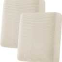 H.VERSAILTEX Super Stretch Individual Seat Sofa Covers Couch Slipcover Sets Thick Jacquard Textured Twill Fabric (2 Piece Medium Sofa Cushion Covers, Natural)