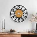 Maxstar Wall Clock Battery Operated,Silent NonTicking Modern Rustic Metal Round Clocks Small for Living Room/Bedroom/Office/Kitchen/Farmhouse Home Decor10 Inch(YellowWood)