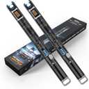KTEBO 2 Pack Electric Candle Lighters - 7.4 inch Long USB Rechargeable Plasma Arc Lighter with Safety Lock, Windproof Lighter for Candles, Grill, Camping - See-Through Tech Design, Stocking Stuffers (Black+black)