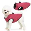 SCENEREAL Winter Dog Vest Coat with Built-in Harness, Warm Puppy Jacket for Small to Medium Dogs, Cold Weather Coat with Zipper, Fleece Puffer Vest, Windproof Snow Clothes. S