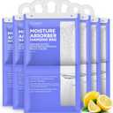CLEVAST Moisture Absorbers Packets - 15.2 OZ, 6 Pack, Lemon Fragrance Big Dehumidifier Bags for Closet, Hanging Humidity Absorber in Wardrobes, Bedrooms, Bathrooms