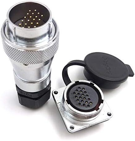WS28 28MM 5Pin~26Pin Panel Mount Waterproof Aviation Connector IP68 Cable Connector Plug Socket (20Pin, Plug(Male)&Socket(Female))