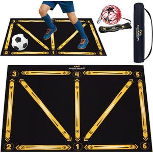 PodiuMax Soccer Training Mat, Football Training Mat with 1 Kick Back Trainer for Kids, Non-Slip Silent for Dribbling, Footwork, Agility, Soccer Training Equipment Indoor Outdoor
