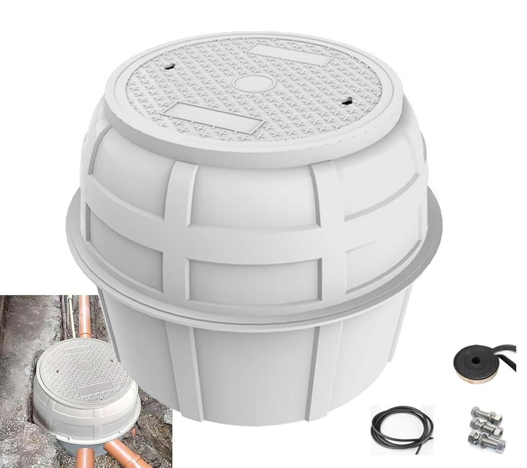40x31.5H Fiberglass Enclosure Box,Underground Vault W/28 Cover Precast Large Catch Basin Inspection Manhole Assembly,Drainage Collection Round Brick Well for Sewage Septic Distribution Box