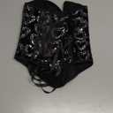 ChiaoLezhee Heart Corset Top For Women, Sexy Concert Outfits Going Out, Strapless Crop Top, Overbust Bustier,Black Sequin Velvet,X-Small