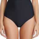 Tempt Me Women Retro High Waisted Bikini Bottoms Tummy Control Swimsuit Bottoms (Black), M
