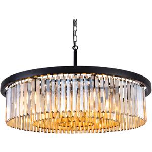 Wellmet Crystal Chandeliers for Dining Room,3 Tiers Black Farmhouse Chandelier for Bedrooms,9 Lights Modern Light Fixture for Kitchen Island,Living Room,Hallway,Golden Teak,W-33.46