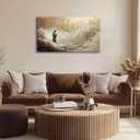 Jesus Walking on Water Canvas Wall Art Christian Walking With God Paintings Pictures Wall Decor Religious Bible Stories Printing Artwork for Living Room Bedroom Church Home Decoration Ready To Hang