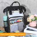 12 Pack Heavy Duty Clear Backpacks Bulk, 15" Transparent Bookbags for School, Waterproof PVC Work Bag with Reinforced Straps (Black), 15.35 x 10.63 x 4.33 inches / 39 x 27 x 11 cm