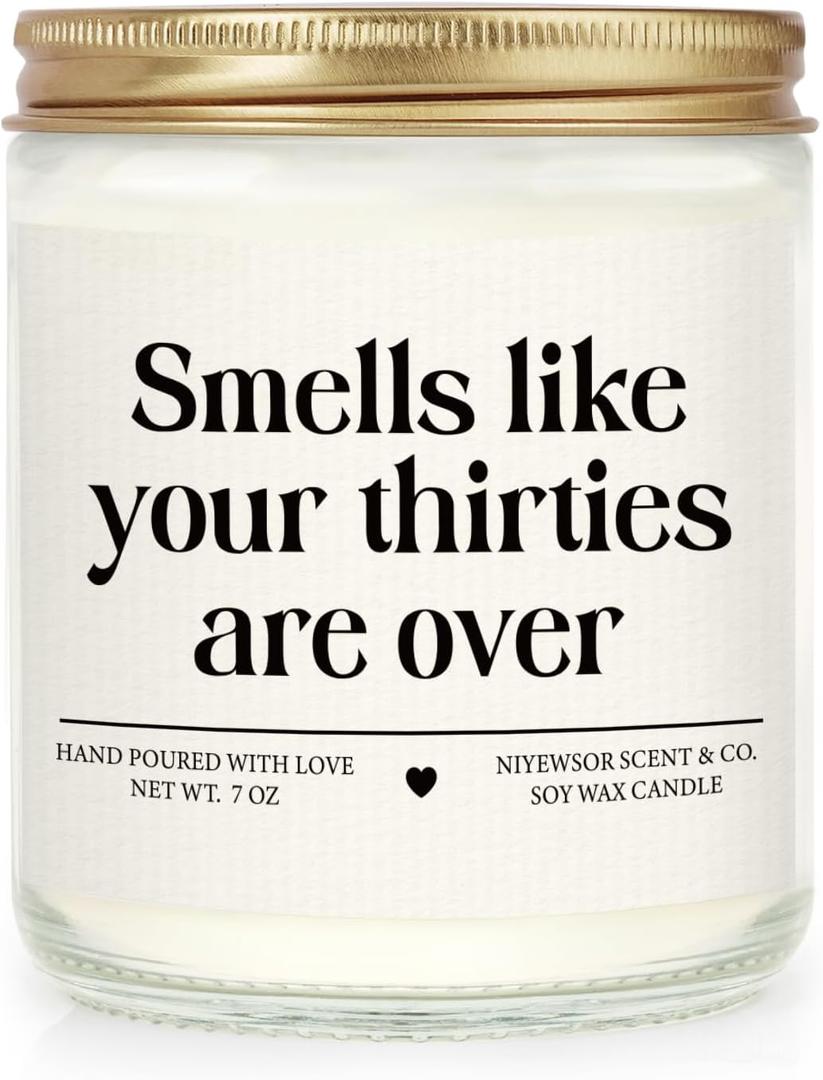 Niyewsor 40th Birthday Gifts Women Men, Forty Birthday Candle, 1985 40th Birthday Decorations for Women Men, 40 Year Old Bday Gifts for Friend, Sister, Wife, Husband, Handmade, 7oz