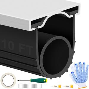 MYFAMIREA 10FT Garage Door Seals Bottom Rubber, Pre-drilled Aluminum Track Retainer Kit Weather Stripping, U+O Ring Weatherproof Threshold Strip Replacement Bottom for Garage Door, 1.57" Width, Black