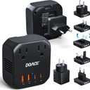 Upgraded 2000W Voltage Converter US to Europe for Hair Dryer - 220V to 110V Converter for European Travel, Power Converter Adapter Combo with 2 PD/QC & UK/AU/US/IT/European Travel Plug Adapters