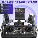 Foldable DJ Booth with Laptop Stand, DJ Table with Dual Corner Panels, Upgraded Metal Frame DJ Facade with Heavy-Duty Reinforced Desktop, DJ Stand for Parties, Black & White Scrims, Carry Bag