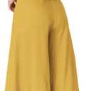 ROYLAMP Women's Summer 2 Piece Outfits Round Neck Crop Basic Top Cropped Wide Leg Pants Set Jumpsuits (Yellow), XS