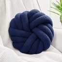 Uvvyui Knot Pillows, 14 Inch Decorative Throw Pillows Round Pillows Cushion, Soft Handmade Knotted Ball Pillow Plush Cushion Home Decor for Bed Couch Living Room (Navy, 14 Inch)