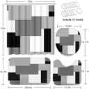 Grey Geometric Shower Curtain Set with Toilet Lid Cover and Non-Slip Rugs for Bathroom, Black White Checkered 4 Pcs Shower Curtain, Modern Abstract Bathroom Set with 12 Hooks