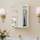 Keonjinn Small-Sized White Medicine Cabinet 14.5 x 18.5 Inch, One Shelf Only, Assembly Required, Mini Medicine Cabinet Mirror for Compact Bathroom, Free Adjustable Shelves, Wall Mount or Recessed