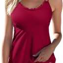 Aleumdr Women's Tankini Bathing Suit 2 Piece Tummy Control Swimsuit Scallop Trim Tankini Top with Bottom, Medium