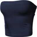 Women's Shapewear Tube Tops Strapless Ruched Built-in Shelf Bra Casual Size M