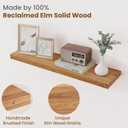 Floating Shelves for Wall, 8" Deep Elm Wood Shelves, 32in Set of 2, Natural, Flat Edge, 32inch, 2Packs