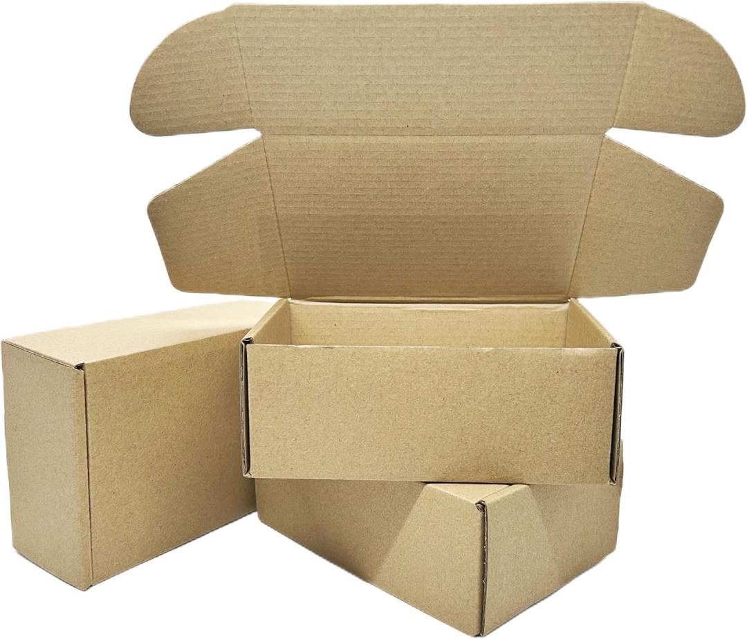 6x4x2.2 Inches Small Shipping Boxes 50 Pack Corrugated Cardboard Packaging Business Moving Mailing Box (Kraft)