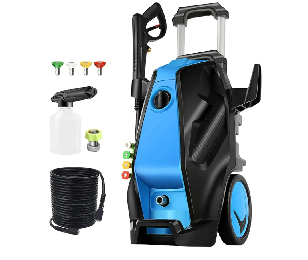 Electric Pressure Washer, 5000 PSI 4.0 GPM Heavy Duty Power Washer Electric Powered with Foam Cannon, 4 Nozzle Tips,33FT Hose and Soap Bottle for Home/Cars/Driveways/Patios/Decks/Fences(Blue)