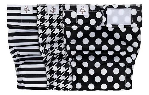 CuteBone Washable Dog Diapers Female No Tail Hole 3 Pack Reusable Doggie Period Training Pants for Docked-Tail Frenchie French Bulldog Boston Terrier Without Tail WWD06S