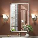 20x30 Inch Silver Framed Mirror, Silver Bathroom Vanity Mirror for Wall, Brushed Nickel, Rounded Rectangle Mirror, Shatterproof, Anti-Rust (Horizontal/Vertical)