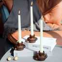 VOHO Brown Candlestick Holders Set of 6, Old Fashioned Candle Sticks Holder Decor for Daily Room/Halloween/Thanksgiving Party, Double Side Taper Candle Holders for Candlesticks/Tealight Candles(Brown)