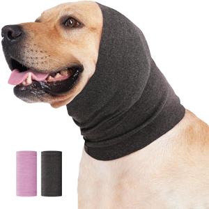Nanaki Dog Head Cover Quiet Dog Headband No Shake Ear Wrap Anxiety Relief & Calming, Hood for Pets, Pet Ear Protector Doggy Calming Hoodie Cover Muffs for Noise Protection Grooming Bathing 4th of July (Medium, DrakGrey)