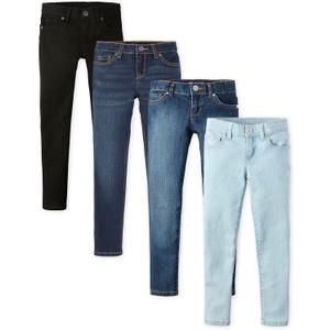 The Children's Place Girls Super Skinny Jeans, Black Wash/ Dk Twlight/ Victory Blue Wash/ Sky Wash 4 Pack, 8S