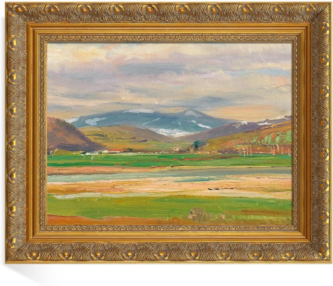 French Ornate Frame for 12x18 Oil Paintings Art Prints, 2.4' Wide Vintage Gold Embossed Wood Shabby Chic Canvas Frame