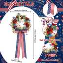 Suncalla Patriotic Wreaths with Bow 4th of July Red White Blue Flowers Outdoor for Front Door Memorial Day 250th Anniversary American Flag Large Bow Wreath for Independence Day Home Decor