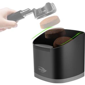 IKAPE Espresso Knock Box for Coffee Grounds, Barista Tool Enhanced for Better Manipulation - Black Espresso Machine Coffee Puck Disposal Box (Black without Brush)