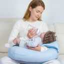 Tcruybed 5-in-1 Multifunctional Nursing Pillow with Arm Pillow - Ergonomic Wider Breastfeeding Cushion for Mom & Baby - Anti-Slip Fabric - Adjustable Waist Strap - Removable Cotton Cover