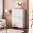 WLIVE Tall Dressers for Bedroom with 10 Fabric Drawers, Chest of Drawers, Dresser for Closet, Hallway, Living Room, Entryway, White, A-medium Size