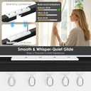 Ceiling Curtain Track, Heavy Duty Aluminum Curtain Rail for Ceiling or Wall Mount, Smooth Sliding Track System with Rollers, Hooks & Clips for Room Divider or Windows, Black, 12 FT